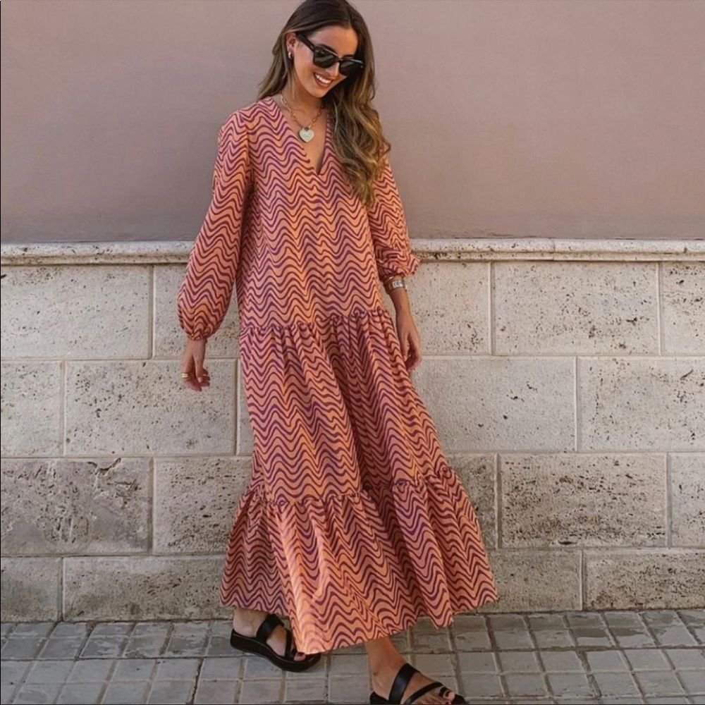 ZARA PRINTED MIDI DRESS - Picture 5 of 16